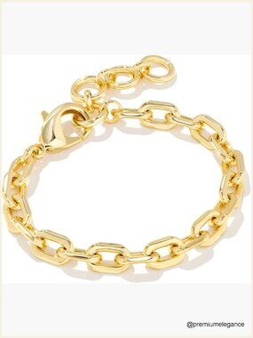 14K Gold-Plated Chain Link Bracelet with Lobster Clasp, 6.5" Length